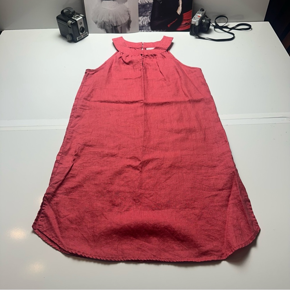 Antibes Linen Shift Dress Coral Pink Summer ResortEuro Summer Coastal Minimalist